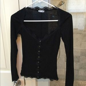 XS Free People lace Trim pullover